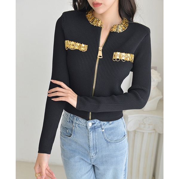 Summer knitted golden fashionable design cardigan