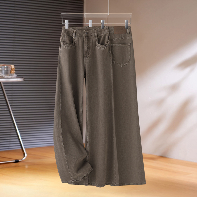 Melad brown wide-leg jeans for women, 2026 autumn new collection, high-waisted, stretchy, vintage wash, straight-leg, floor-length pants Melad brown wide-leg jeans for women, 2026 autumn new collection, high-waisted, stretchy, vintage wash, straight-leg, floor-length pants