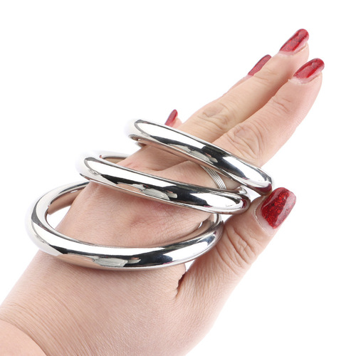 Men's metal stainless steel three-ring locking sperm ring pleasure device penis ring bundle fine solid sperm ring locking JJ ring