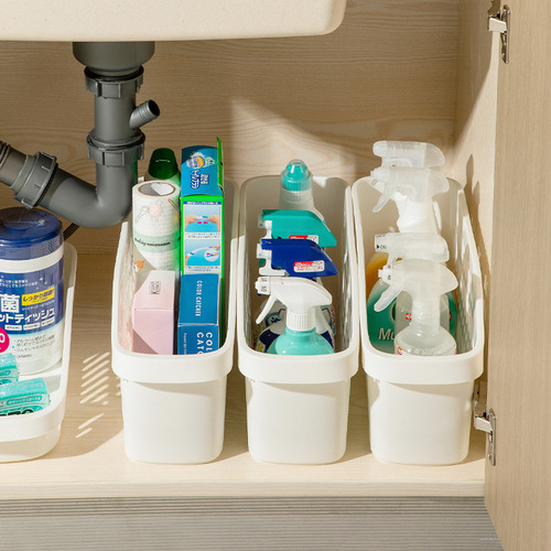 Kitchen cabinet Japanese storage box utensil storage basket with wheels miscellaneous storage box drain slope mouth storage box