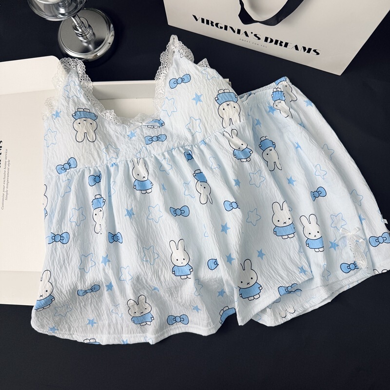 【Da Jiejie Cross-Border Selection】Summer Cloud Pajamas with Chest Pads, Wearable Outside, Camisole and Shorts Homewear Set 【Da Jiejie Cross-Border Selection】Summer Cloud Pajamas with Chest Pads, Wearable Outside, Camisole and Shorts Homewear Set
