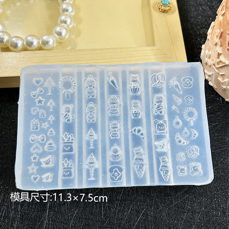 微缩可颂面包甜甜圈造型浮雕美甲装饰 高透模具diy创意雕花胶模|undefined