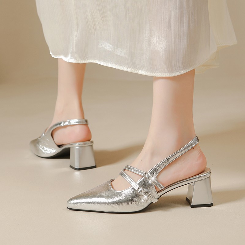 Baotou sandalias para mujeres 2026 nuevo verano zapatos de tacón medio grueso con falda de hadas estilo zapatos de tacón alto
