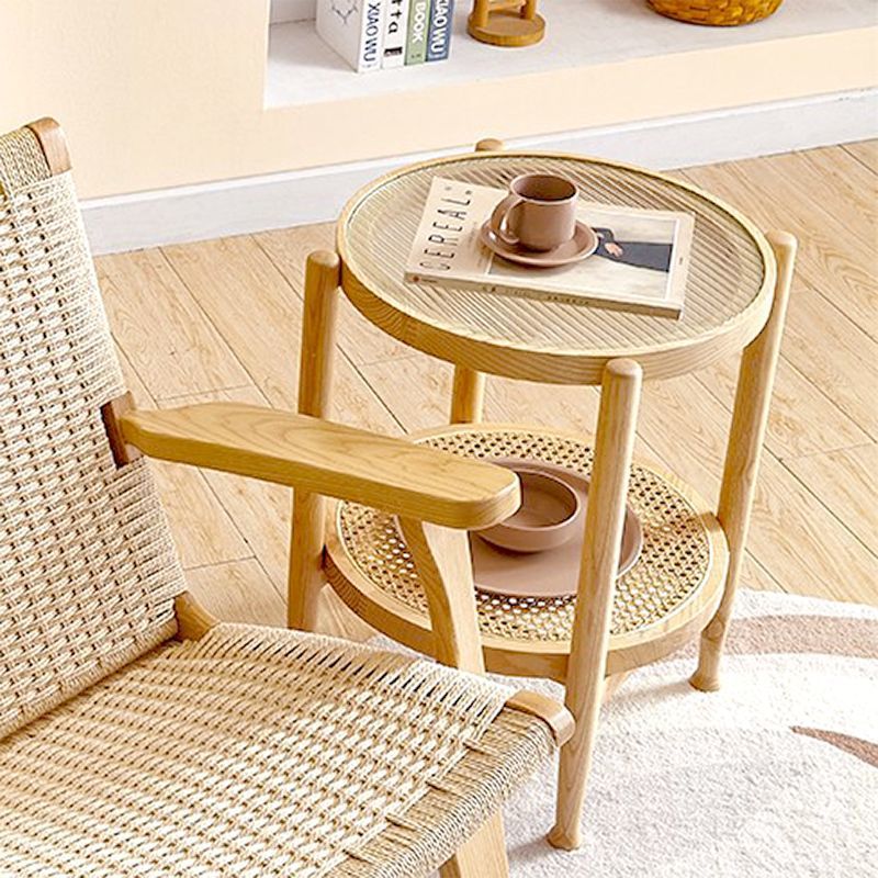 싱글 라운드 커피 테이블(로그 컬러)