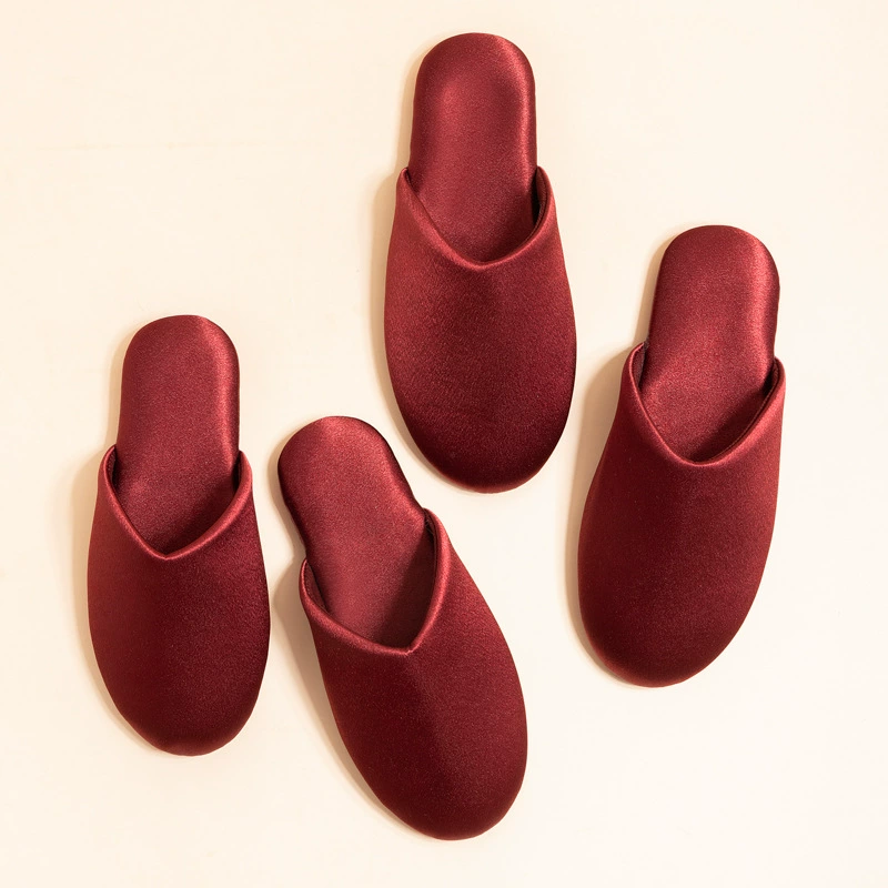 Winter festive red slippers for beloved, footwear
