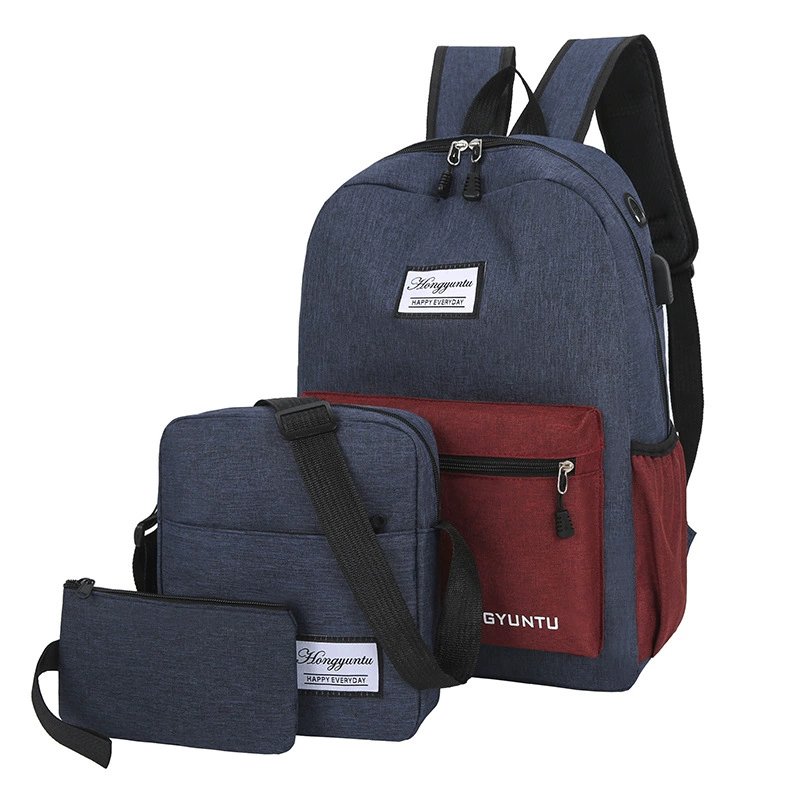 Set, backpack with usb charger, laptop, universal bag, 3 piece set, business version