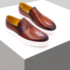 European casual leather shoes trend, men's genuine leather comfortable flat shoes, loafers, one-legged daily versatile men's shoes