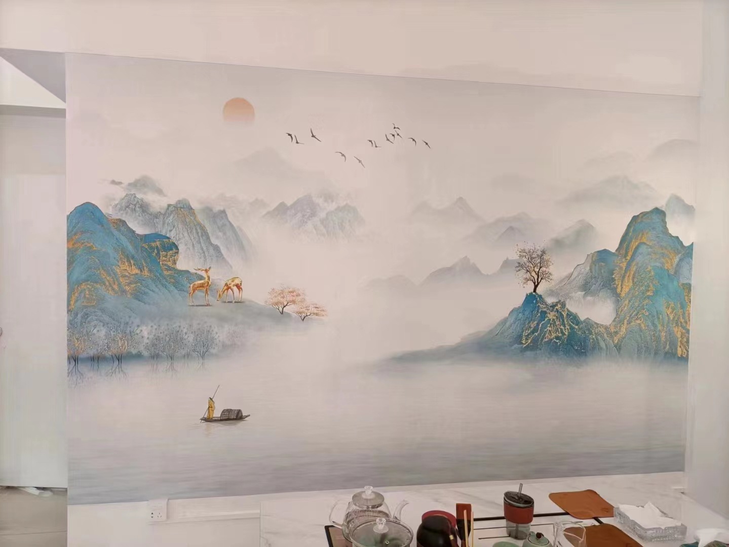 新中式山水背景墙