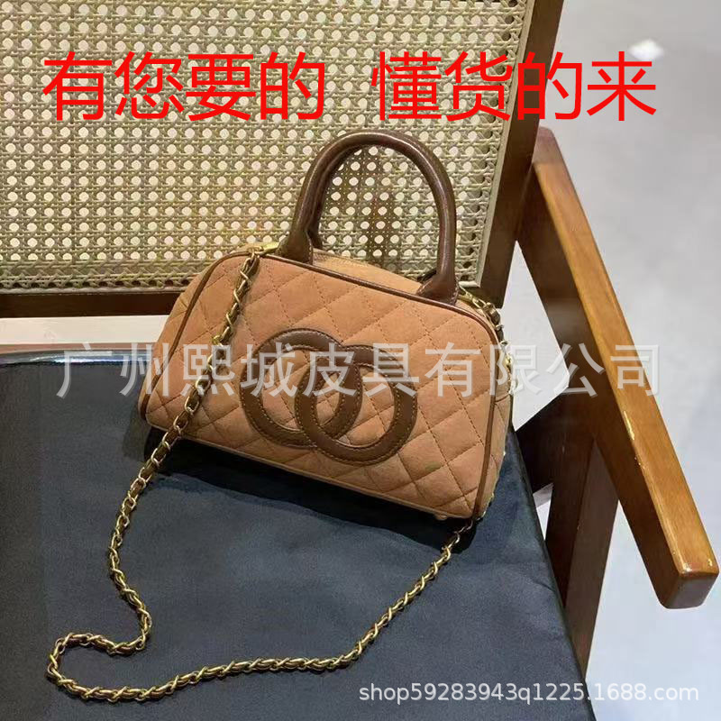 跨境真皮老花十字纹菱格鱼子酱链条流浪包购物袋凯旋门2024新单品|undefined