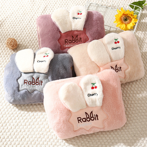 New plush cartoon cute double hand cloth cover hot water bottle hand warmer electric warmer bag warmer bag one piece drop shipping