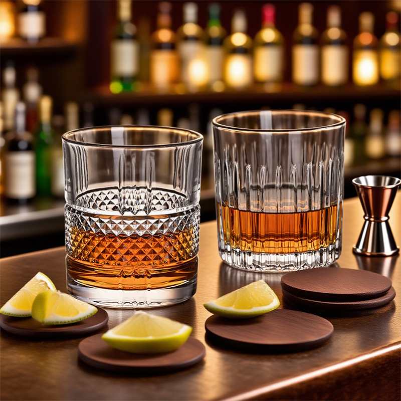 Tazas de whisky en relieve de alto valor facial Copa de vidrio de alta gama Bar KTV Copa de licor clásico