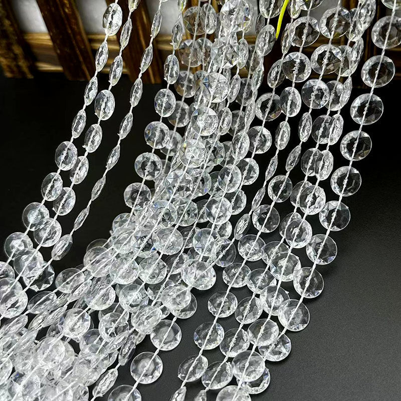 アクリルのコードの玉のウェディングの玉のカーテンの結婚式は水晶の道をまねて舞台の吊り下げの装飾の水晶のクリスマスツリーの玉のチェーンを引きます