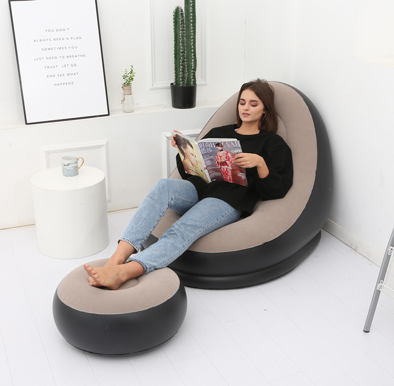 新款欧美式充气沙发带脚垫懒人沙发植绒沙发床户外家具便捷式详情10