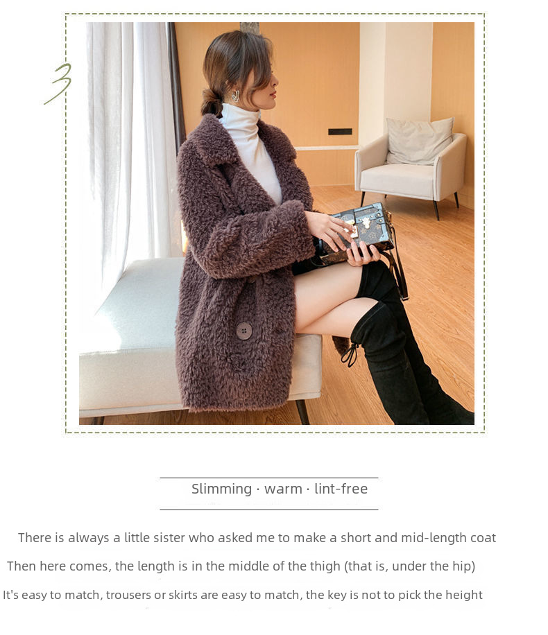 Winter mid-length fleece coat for women 2023 new suit collar lambswool fur integrated granular fleece coat_voghion.com
