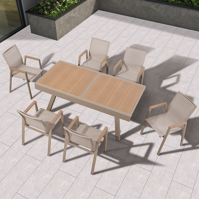 Mesa y silla al aire libre de ocio terraza al aire libre de tres piezas sillas combinadas patio terraza jardín patio telescópico