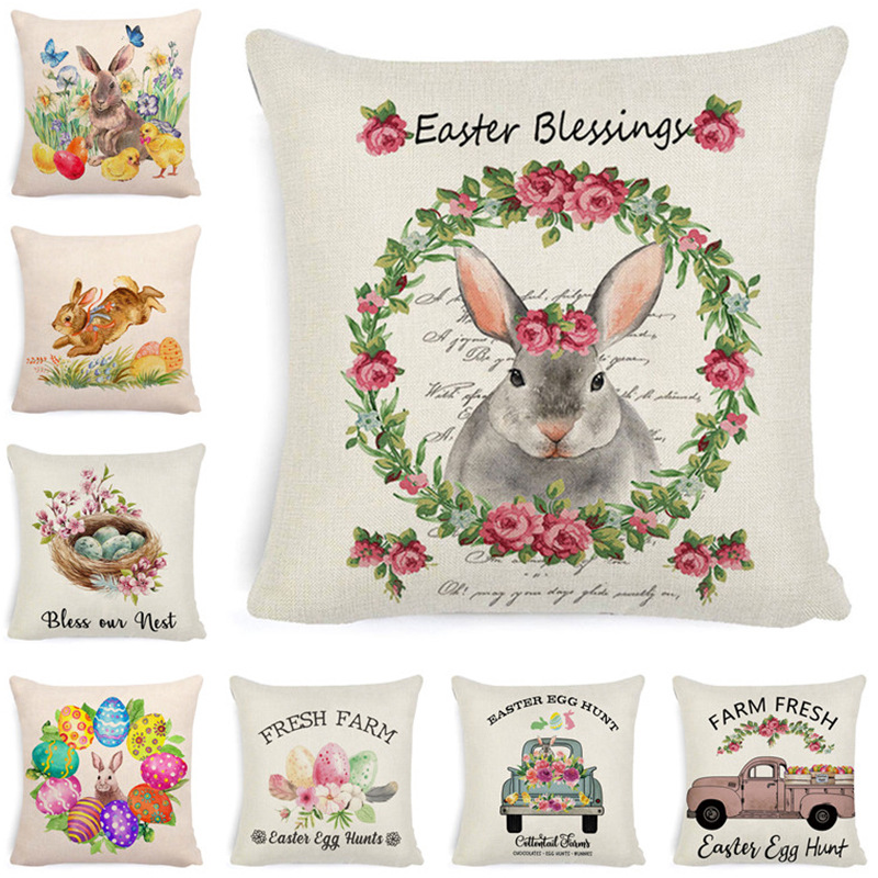 Easter Thanksgiving Pongal rabbit Pillows European style Countryside Farm Amazon new pattern Cushion pillow cover