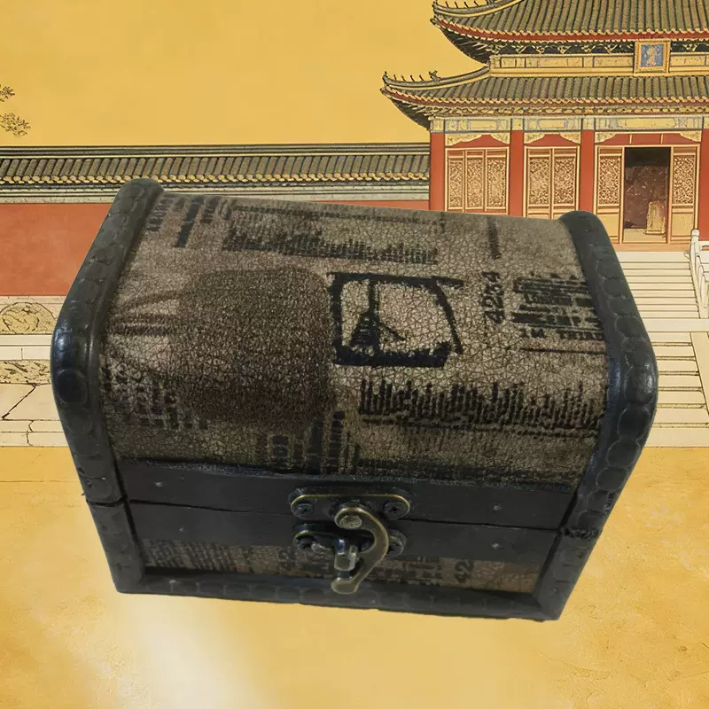 复古木盒子手饰品小首饰盒带锁密码盒收纳盒儿童百宝箱宝盒硬