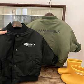 男童夹棉夹克衫冬装2025新品儿童装宝宝加厚棉衣小童单排扣棒球服