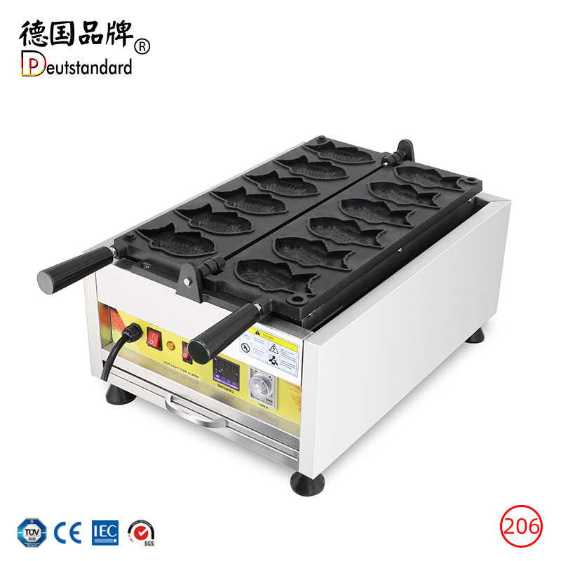 可颂鲷鱼烧机 双面加热电饼铛 可翻转烤鱼饼设备街头创业烘培小吃