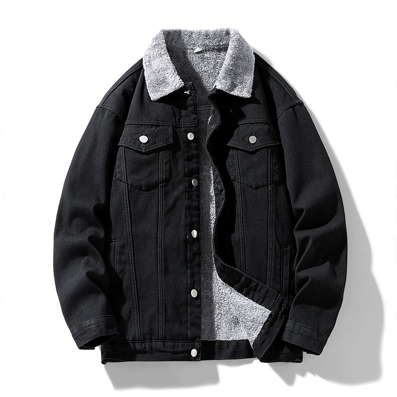 Denim men's warm trend jacket, American style, oversize