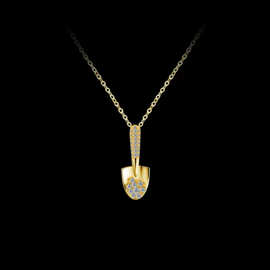 新品s925纯银轻奢金铲铲项链女独特设计时尚吊坠轻奢冷淡项链代发