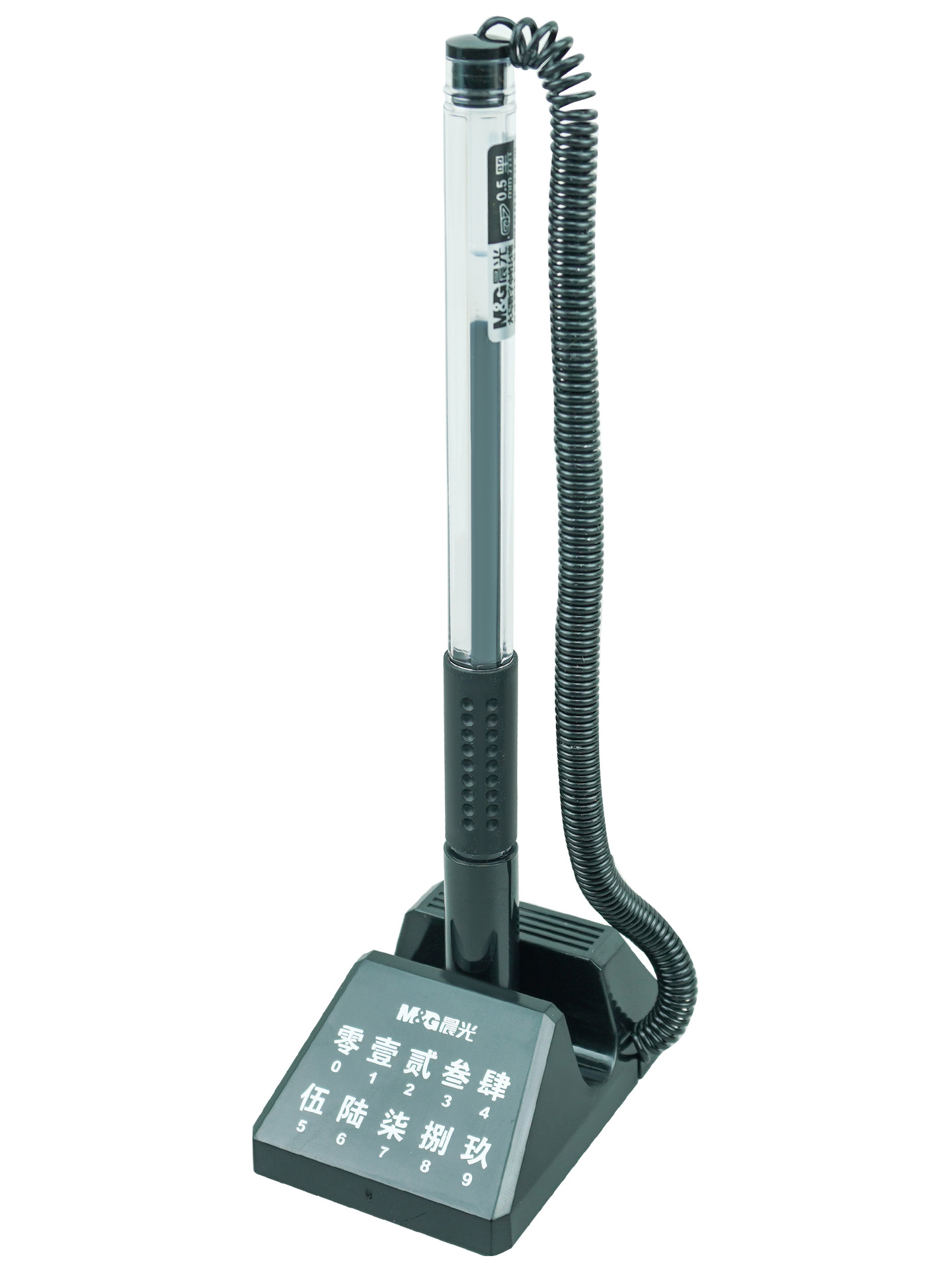 모닝라이트 고정 데스크펜 0.5MM 시그니처 블랙펜 스티키 데스크 서비스펜 다기능 회전형 중성펜