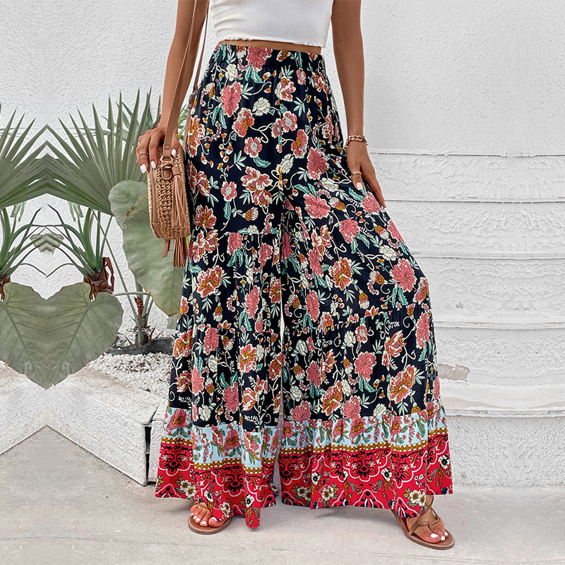 Printed Large Flare Wide Leg Pants_voghion.com