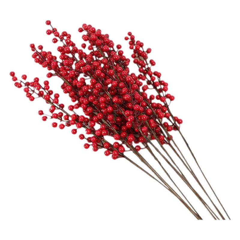 Decoración floral artificial con bayas rojas, arreglo festivo de Navidad o Año Nuevo