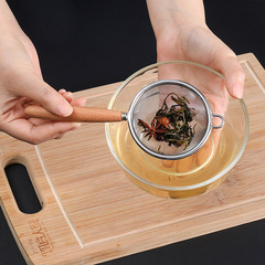 New product Wooden handle 304 stainless steel colander kitchen multi-purpose filter spoon hotel hot pot spoon wish Amazon