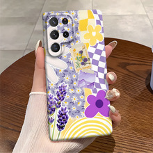 外贸批发菲林手机壳适用三星S25紫色薰衣草插画S23全包精孔S22硬
