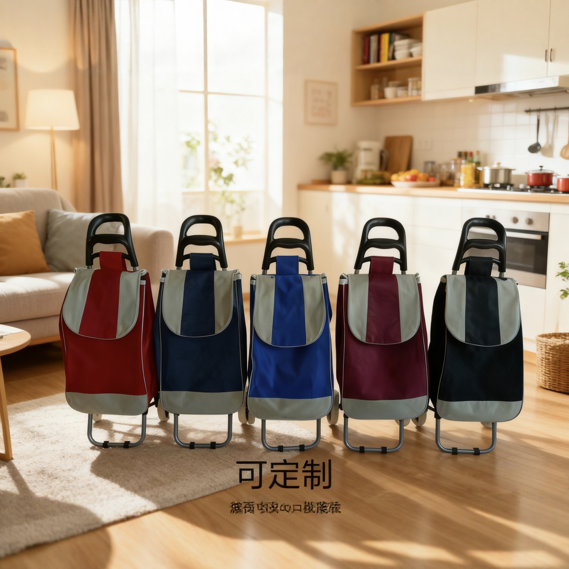 600D Foldable Portable Shopping Cart, Household Grocery Cart, Trolley Cart, Available in Multiple Colors