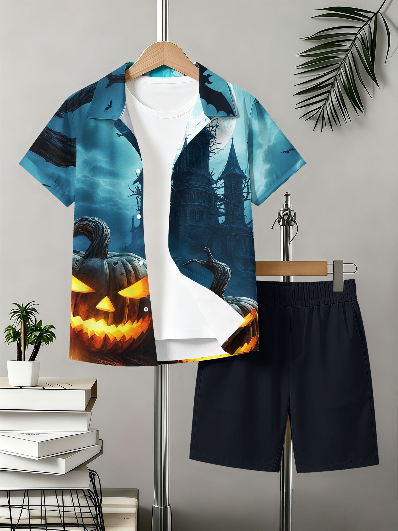 Jungen Set Mit Blumenmuster Hemd Und Shorts Für Den Sommer_voghion.com