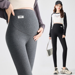 Real shot pregnant women pants 2025 spring leggings new pregnant women high waist belly outside wear adjustable