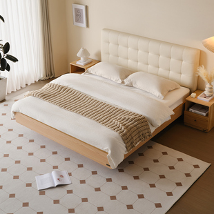Log Style Leather Art Bed Suspended 2025 New Bedroom Storage Bed 1.8m Soft-Covered Double Bed