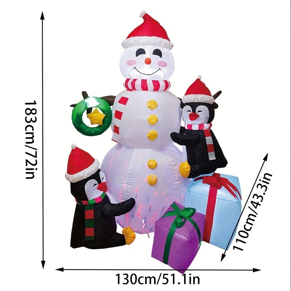 눈사람을 안고 있는 크리스마스 펭귄