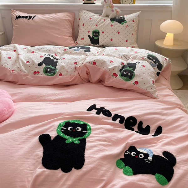 Love Cat - Soft Pink [Super Soft Washed Cotton/Soft Skin Friendly and No Pilling]