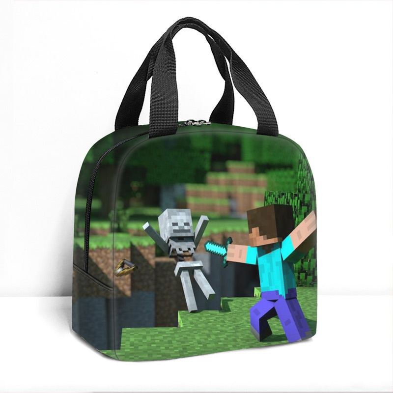 Minecraft ランチバッグ漫画アニメーション小中学生食事バッグ子供用アイスバッグ屋外食事バッグポータブルランチボックスバッグ|undefined