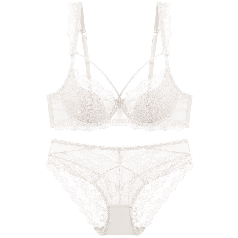 Lencería sexy de encaje europea y americana para mujer, conjunto de sujetador de algodón fino y transpirable para verano, minimizador de busto grande, talla grande, anticaídas.