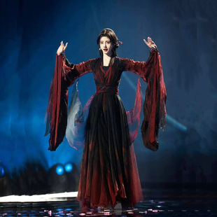 Jue Jingyi's Same Style Classical Dance Costume Fairy Black Lotus Chinese Dance Black and Red Large Swing Skirt Elegant Performance Costume