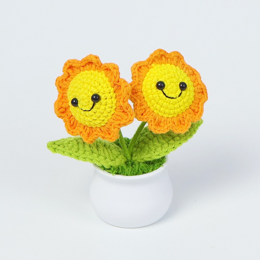 Snow Five - Twin Head smile Sun Flower Pot - Amarillo