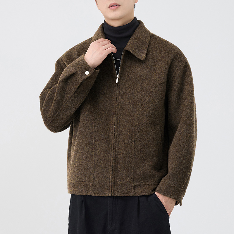 2025 otoño invierno chaqueta de lana hombre doble solapa chaqueta de lana cachemire suelta chaqueta de tamaño grande No