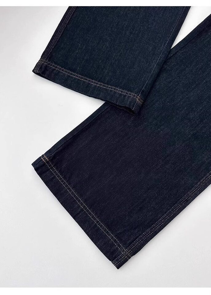 Quần jean nữ ống đứng cạp cao dáng suông ống rộng, chất denim dày, có bản lót lông cừu — Denim Blue-Small (dưới 158cm), Ningdan màu xanh kéo dài (trên 164cm), Quần denim màu xanh (dưới 163), Ning Dan Blue Extended (Lót lông cừu, cao 164cm+) chi tiết 13