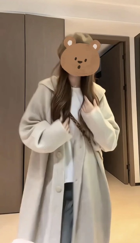 奶茶色韩系慵懒风连帽长款过膝针织衫女秋冬加厚宽松显瘦外套大衣|undefined