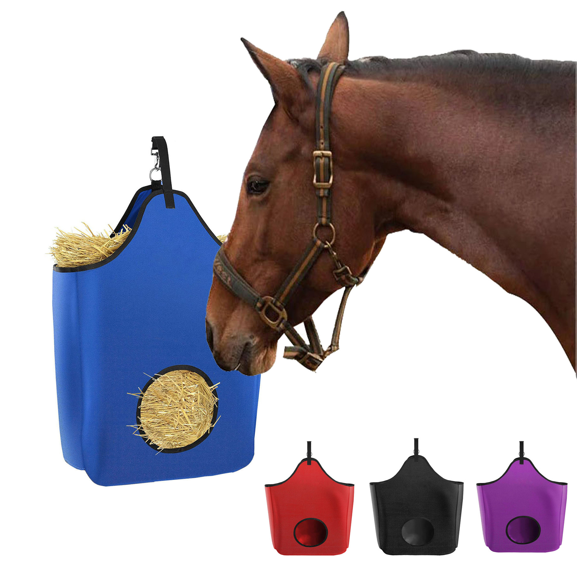 Cross -border new horse feed bags for large -capacity Oxford cloth…