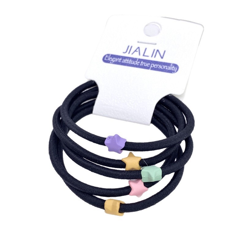 Paquete Económico de 5 Coleteros Básicos Tipo Tarjeta 03 con Forma de Corazón y Estrella, Lindas Bandas para el Cabello, Bandas Elásticas, Accesorios para el Cabello de 2 Yuanes
