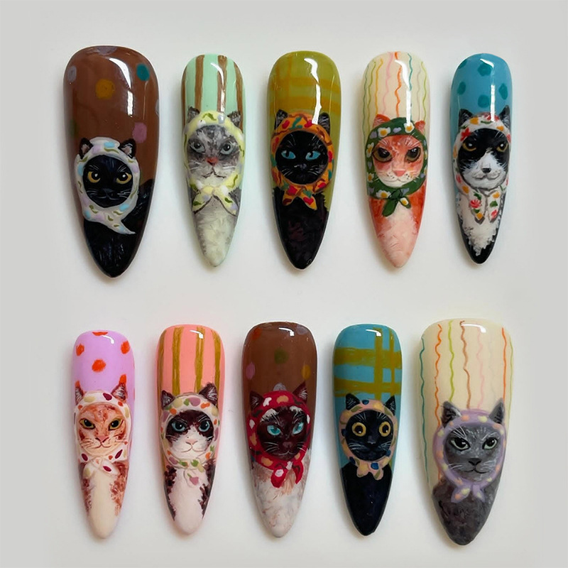 Cross-Border Wearable Nail Tip Animation Cat Long Tip Nails Cute Cartoon Fake Nails 30 Pieces Finished Nail Art Wholesale Cross-Border Wearable Nail Tip Animation Cat Long Tip Nails Cute Cartoon Fake Nails 30 Pieces Finished Nail Art Wholesale