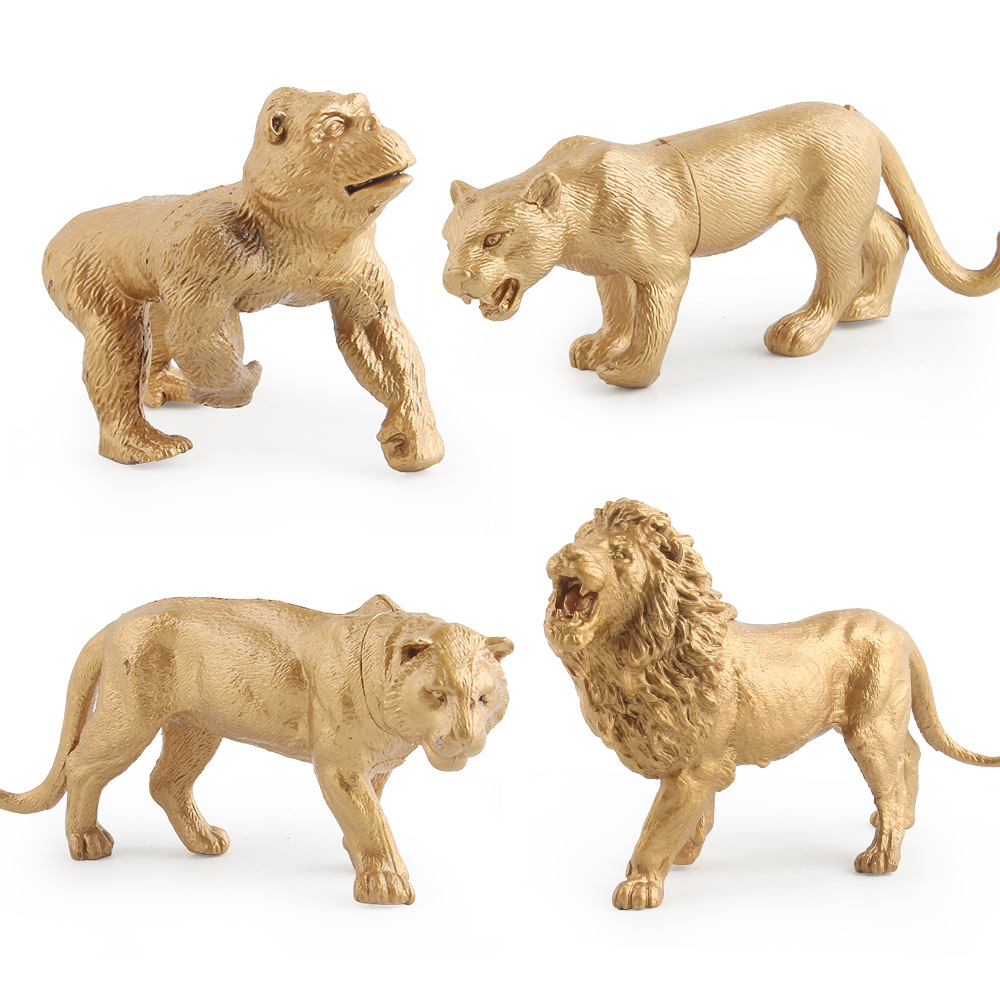 Jirafa de oro León rinoceronte decoración transfronteriza nueva decoración de zoológico de bosque dorado simulación de juguete