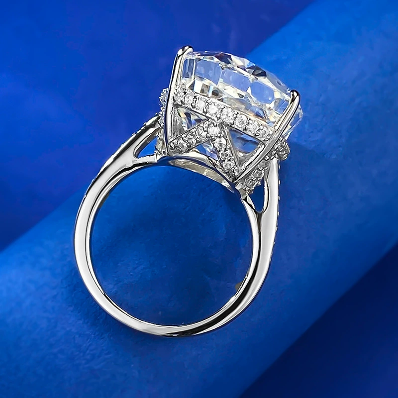 Ювелирные изделия Mujing Европейско-Американский кросс-бордер AliExpress независимый сайт 13*20 крупный карат голубиное яйцо айс-флор Cut серебряное кольцо для женщин