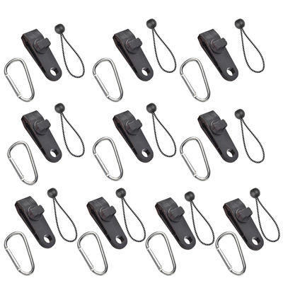 Tent Added Pull Point Plastic Çadırlar - 10-tent-clips-10-black-and-white-ropes-10-d-shaped-silver-double