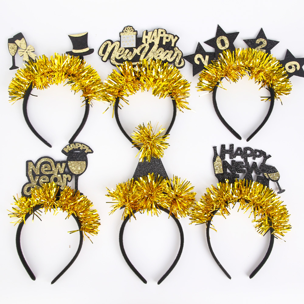 2026 Año Nuevo Blonde Negro Fiesta de Año Nuevo Decoración Pentagramas Fiesta de Año Nuevo Cabecera Bandera